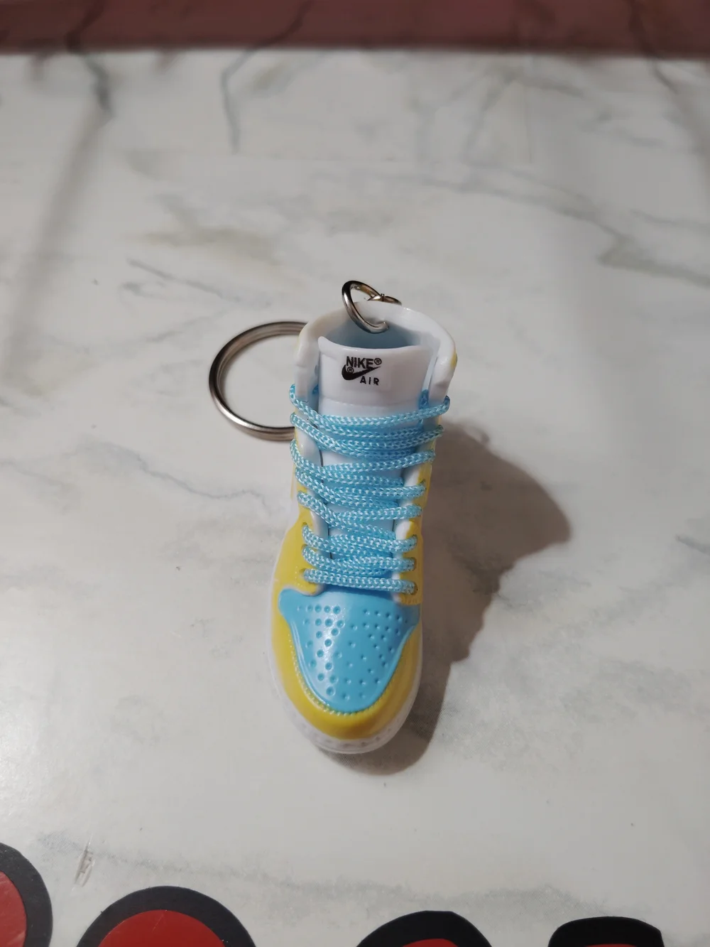 Kids Blue and Yellow Sneaker Keychain - Mini Shoe Accessory